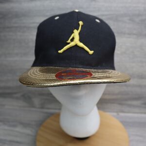 New League Hat Youth Snap Back One Size Cap Black Gold Air Jordan Logo